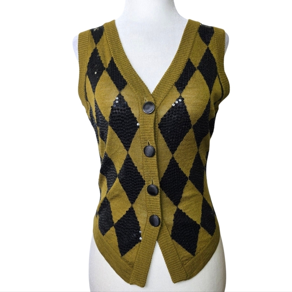 ART by JC de Castelbajac argyle pattern wool and silk blend vest RARE